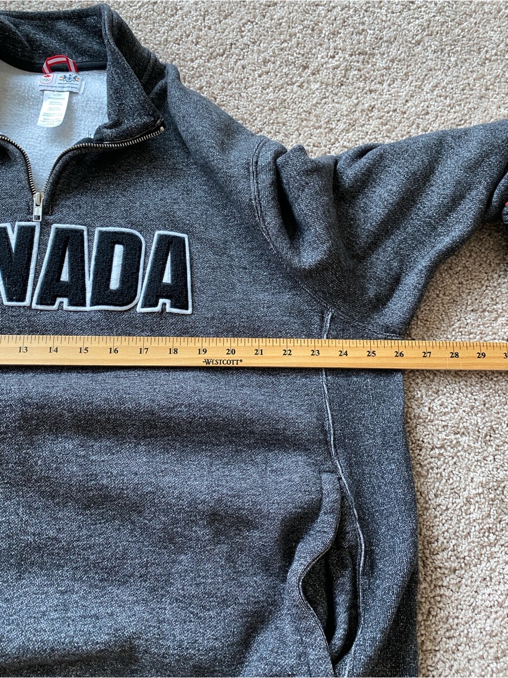 London 2012 Olympic Team Canada HBC 1/4 Zip Sweatshirt Mens XL Heather Black - Picture 10 of 11